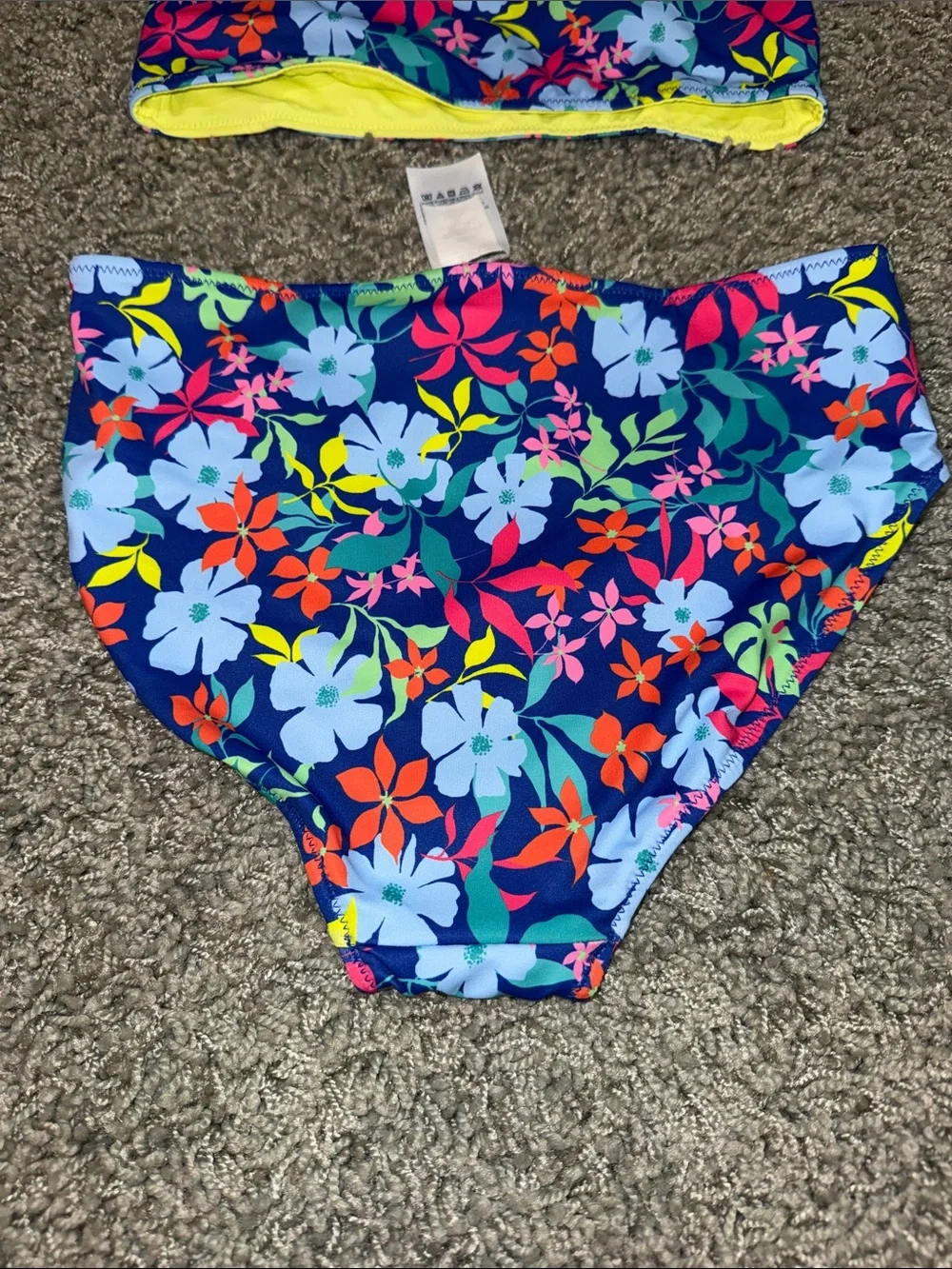 Kids Floral Reversible Tankini Swimsuit Lands End NEW (L 10-12)